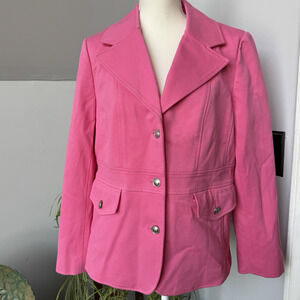 NWT $140 Talbots Pink Blazer 3-Button Size 14 Office Preppy Spring Easter Barbie
